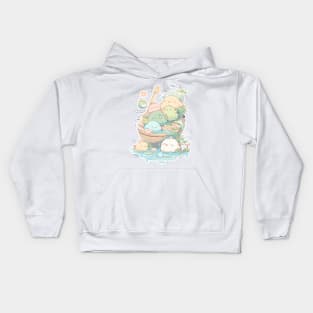 Foodiies Collection - Veggie Foodiies Taking A Deep Cleansing Bath Together | Kawaii Aesthetic Anime Food Design | PROUD OTAKU Kids Hoodie